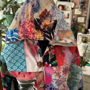 Vintage Patchwork Jacket Colorful Bohemian Hippie Hoodie OS